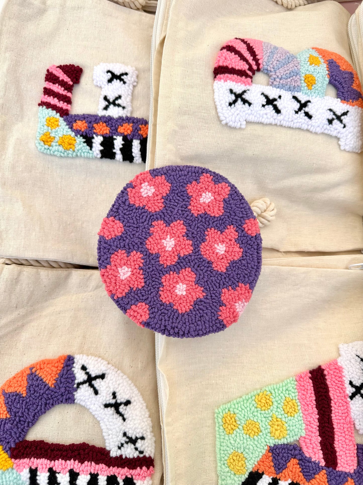 Purple pink flowers coaster