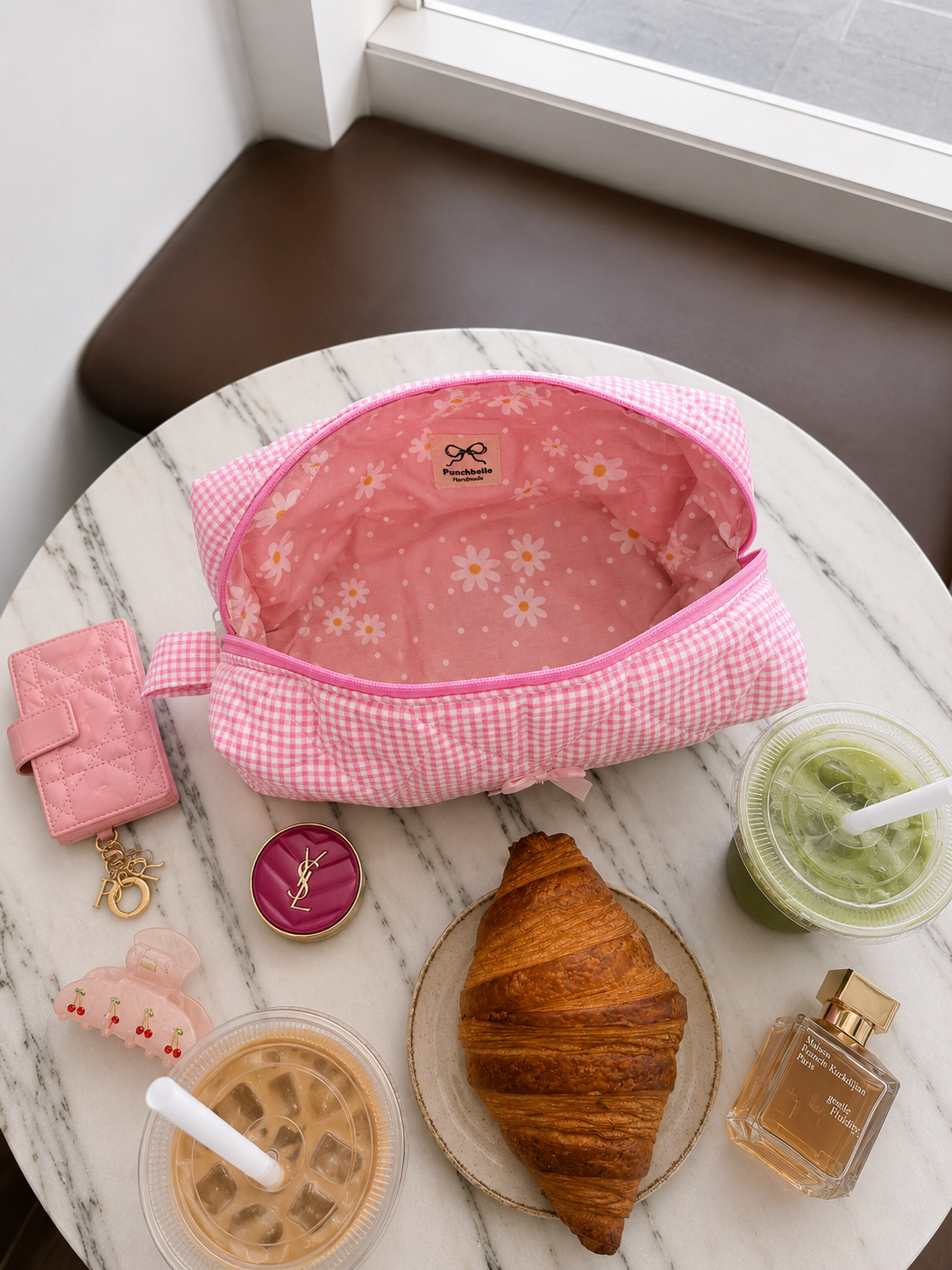 Pink Gingham Makeup bag