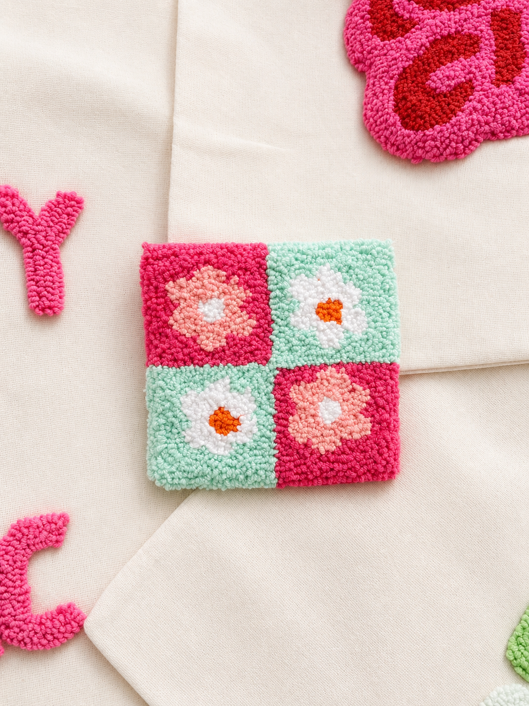 Square flowers coaster