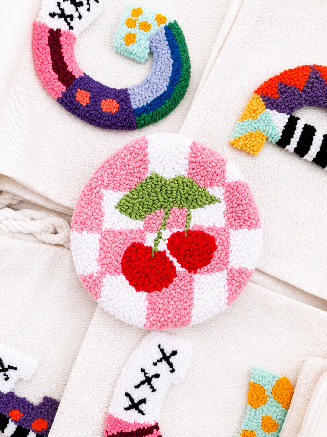 Cherry checkered coaster