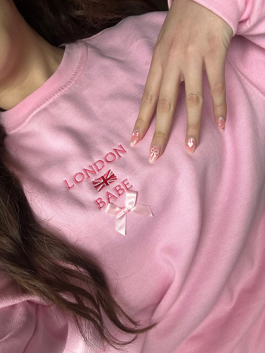 London babe pink bow sweatshirt