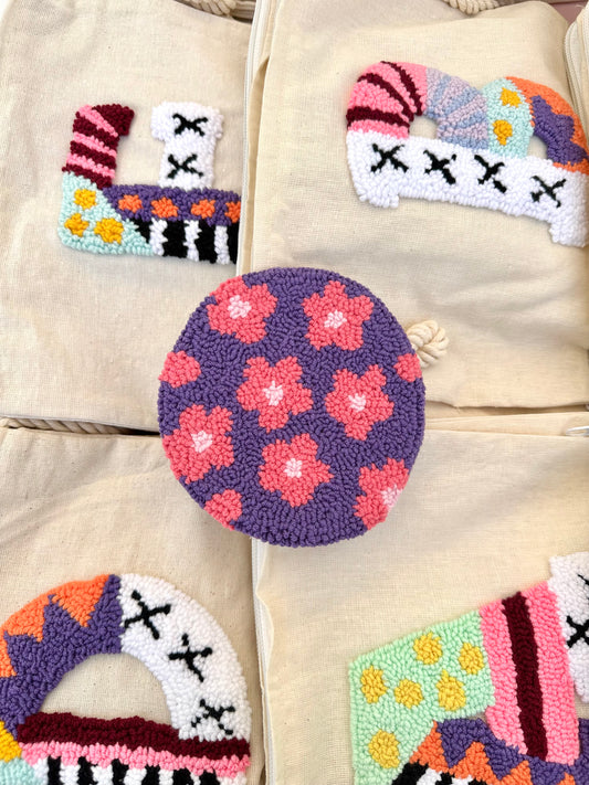Purple pink flowers coaster