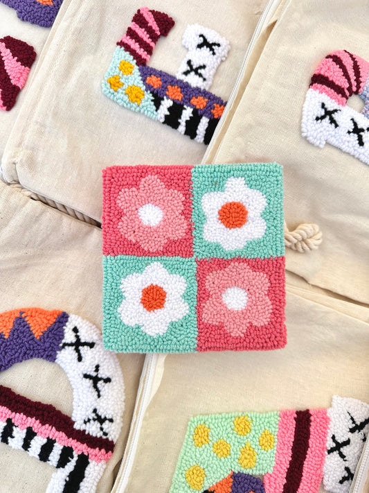 Square flowers coaster