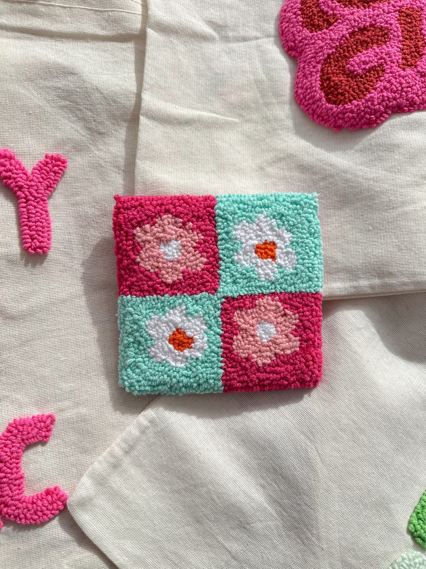 Square flowers coaster