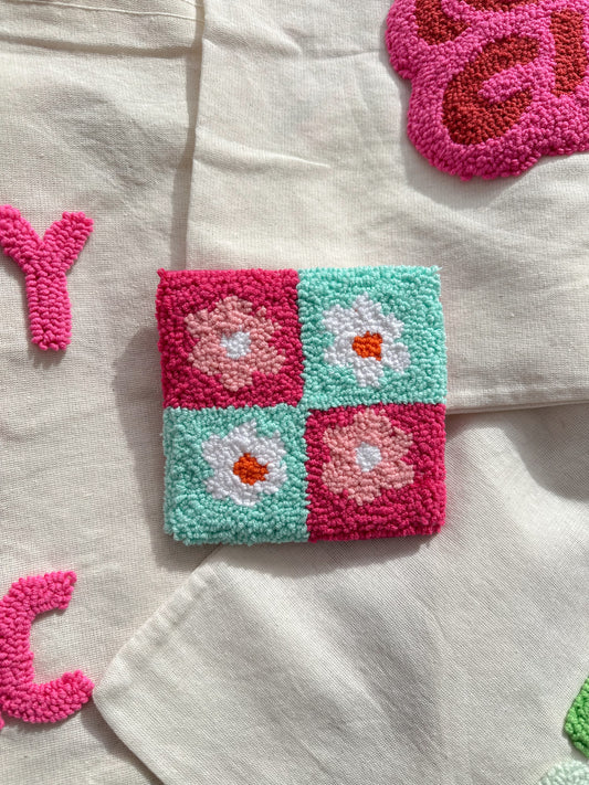 Square flowers coaster