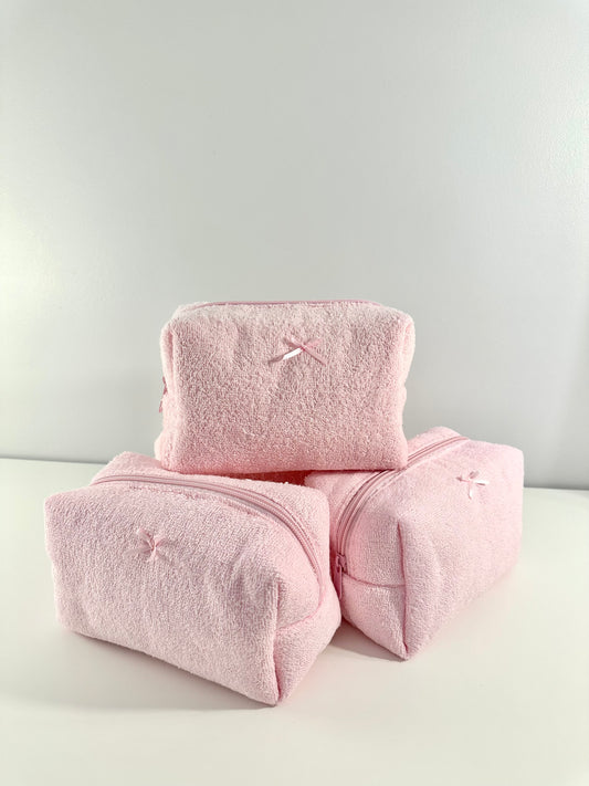 Pink teddy makeup bag