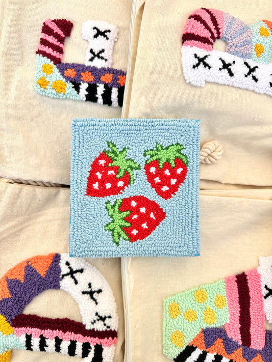 Blue strawberry square coaster
