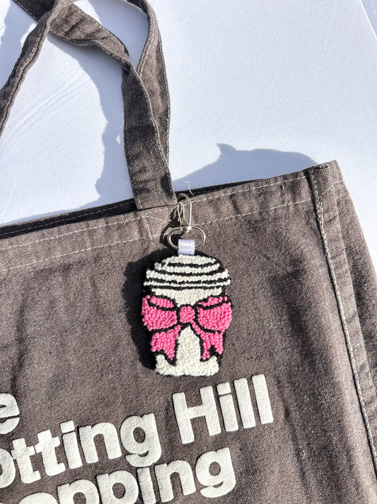 Pink bow latte charm