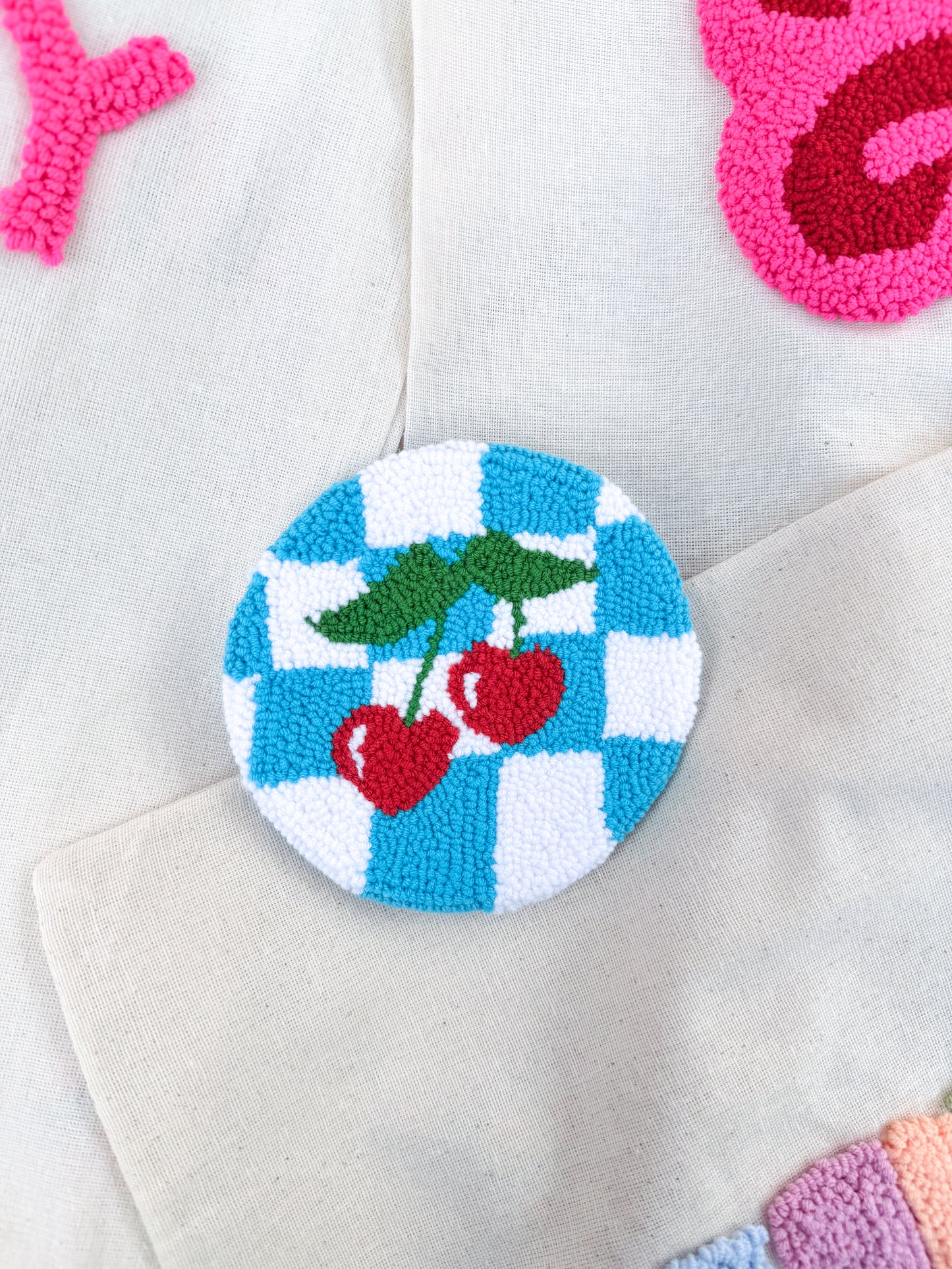 Checkered Cherry coaster