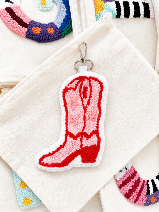 Pink Cowgirl Boot Keychain