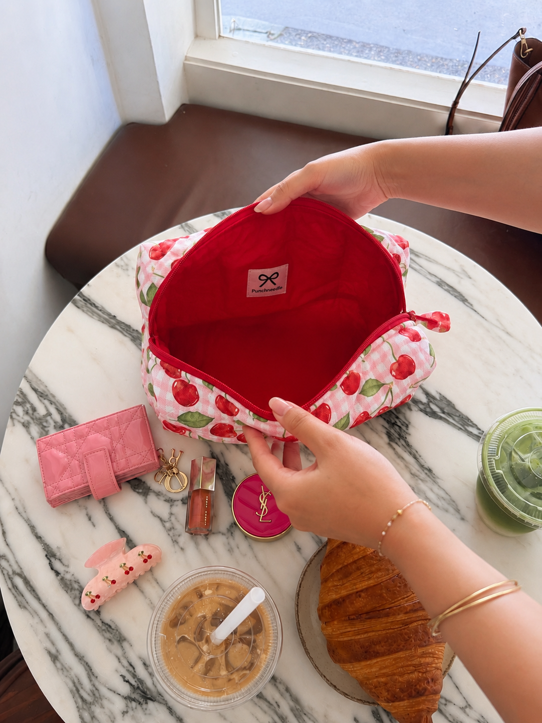 Cherry picnic makeup bag