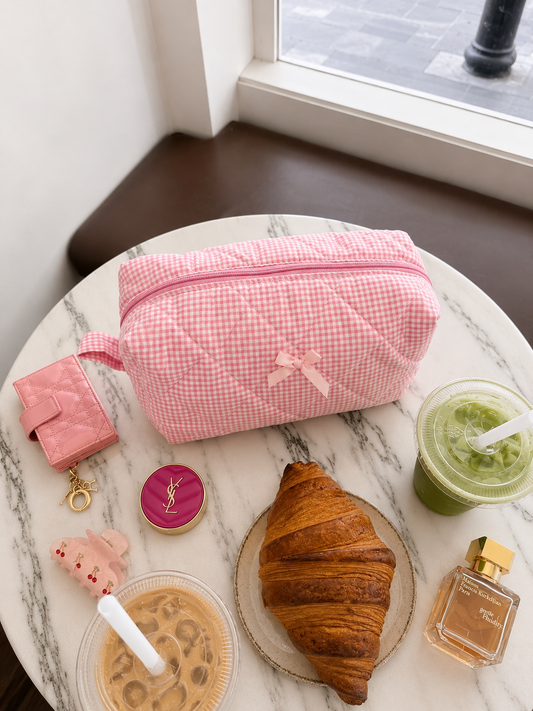 Pink Gingham Makeup bag