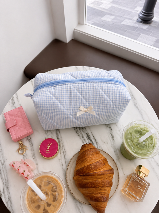 Baby Blue Gingham Makeup bag