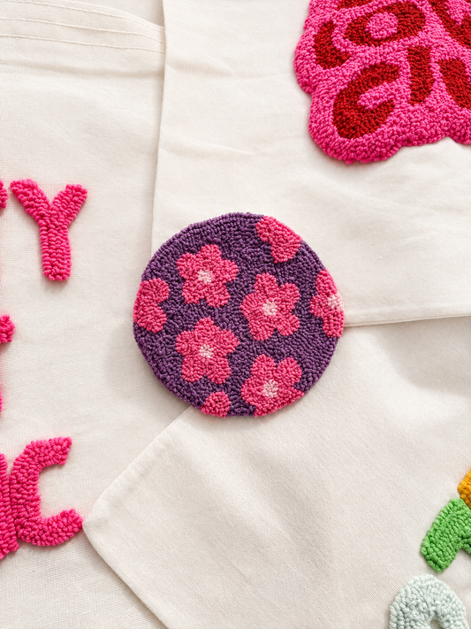 Purple pink flowers coaster
