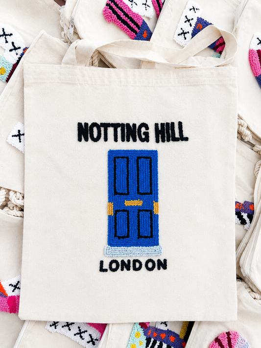 Blue door tote bag