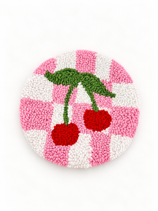 Cherry checkered coaster