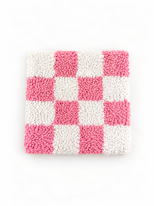 Pink checkered coaster