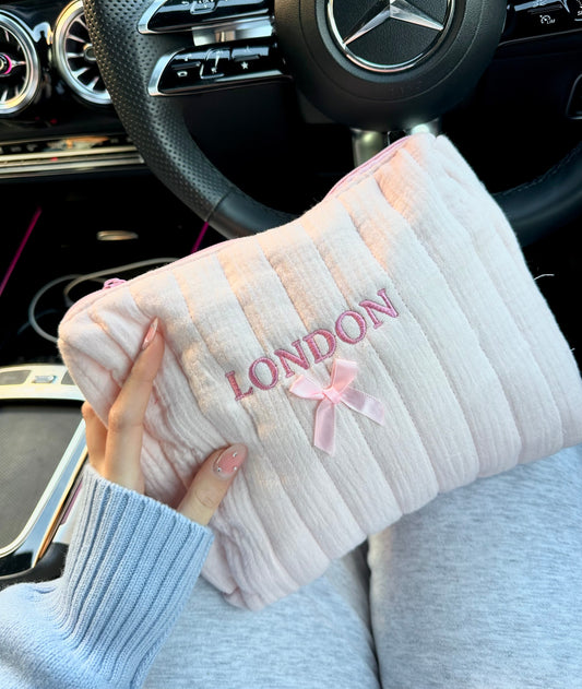 Baby pink makeup bag